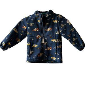 name it Boys Blue Full Zip Fleece Jacket, Cars Print, Size 2-3 Years